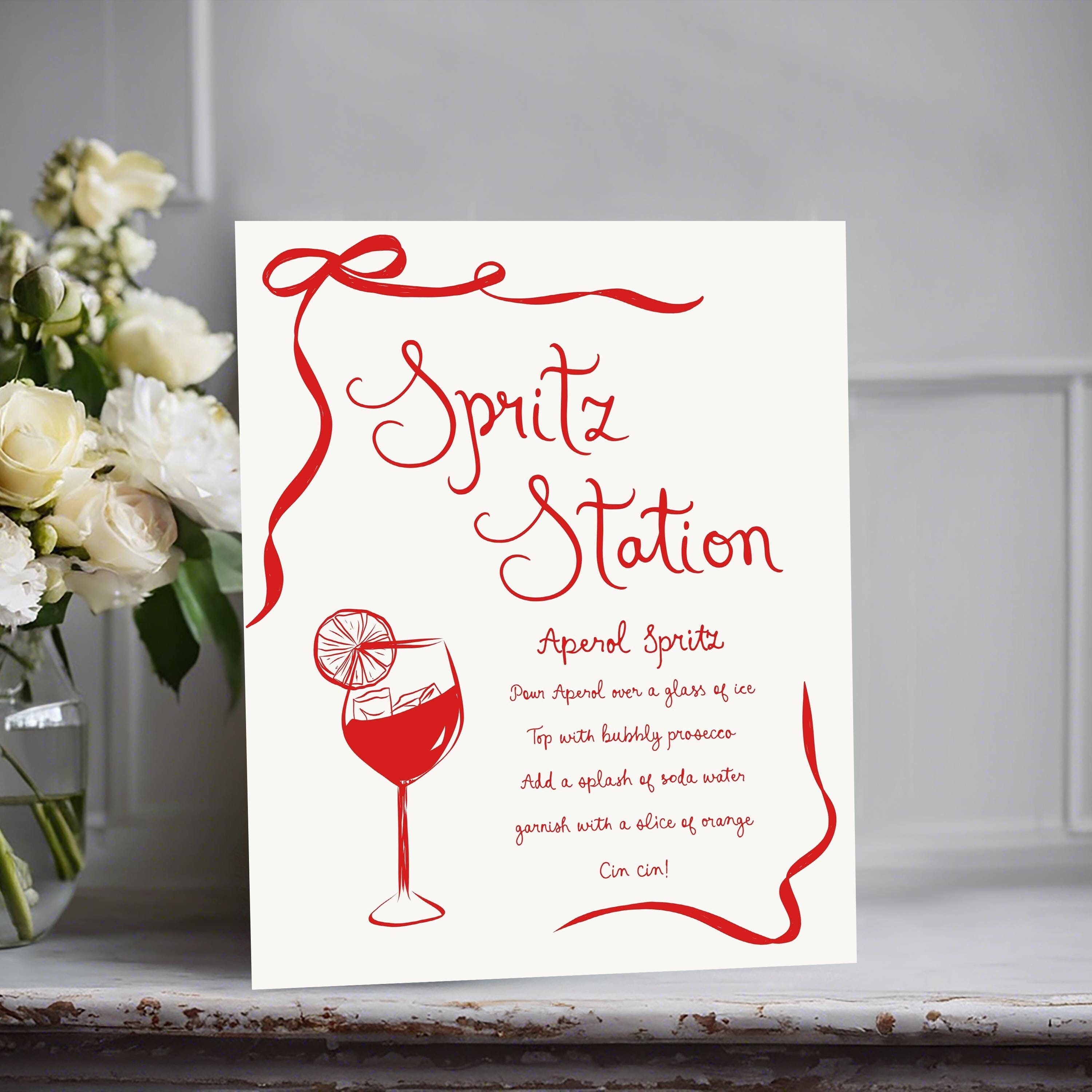 Aperol Spritz Bar Sign, Spritz Signature Drink Bar Menu Sign Template ...