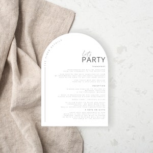 Modern Details Card, Minimalist Wedding Invitation Insert, Enclosure Card, Wedding Website, Accommodation, Editable, Arch Information Card