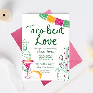 Taco bout Love bridal shower invitation template, Fiesta Mexican shower invite, cactus bridal shower invite, Taquila Margarita bridal shower