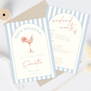 Coastal Bachelorette Invitation and Itinerary Template, Coastal Grandma, Beach Bachelorette, Last Toast on the Coast, Bridal Beach Bach