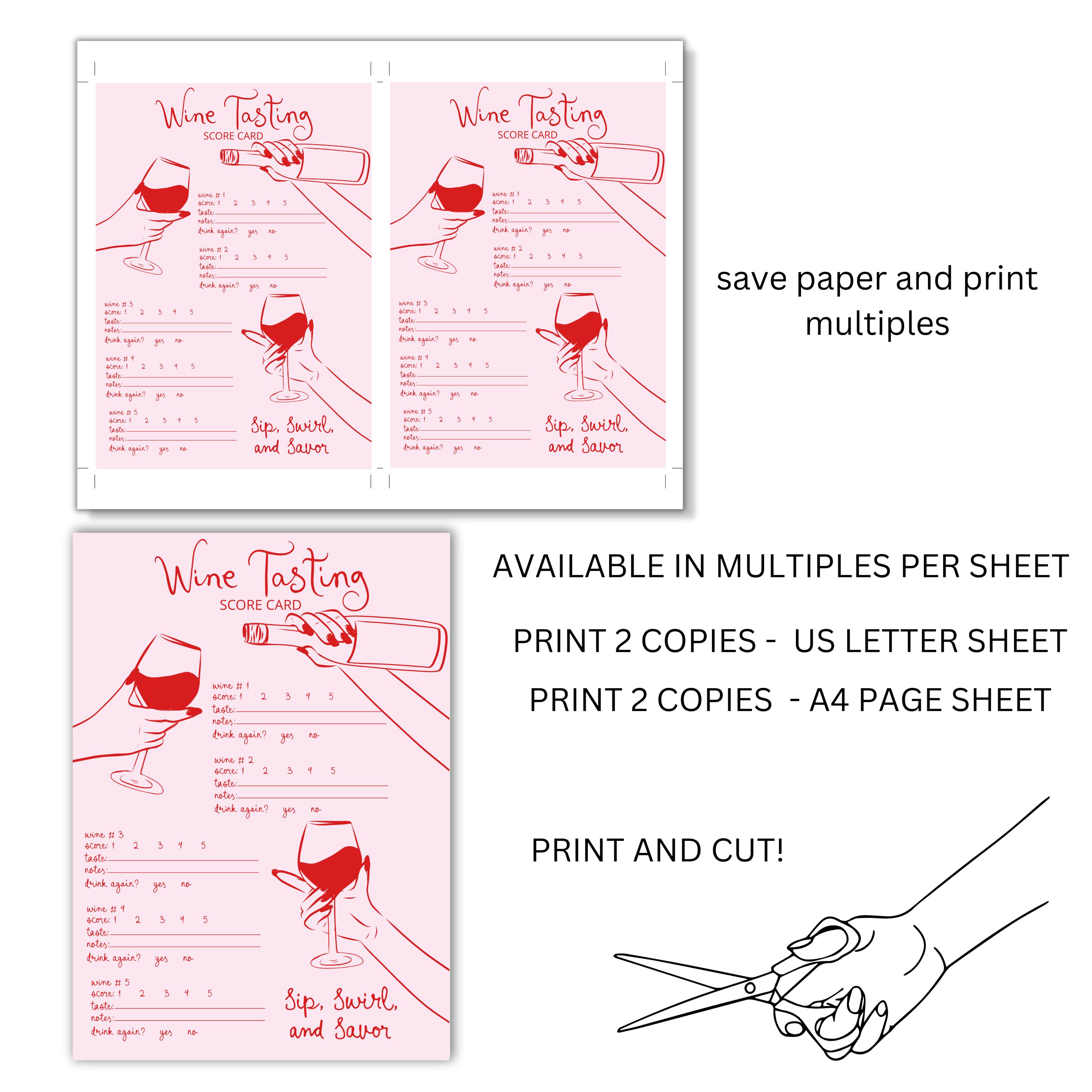 Wine Tasting Score Card Template, Adults Wine Tasting Game, Hens Party ...