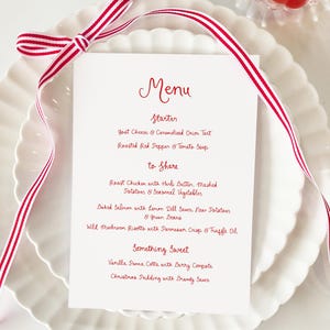 Christmas Menu Template printable, Hand drawn line art Christmas food menu red, Whimsical menu scribble, Holiday Menu Template Printable