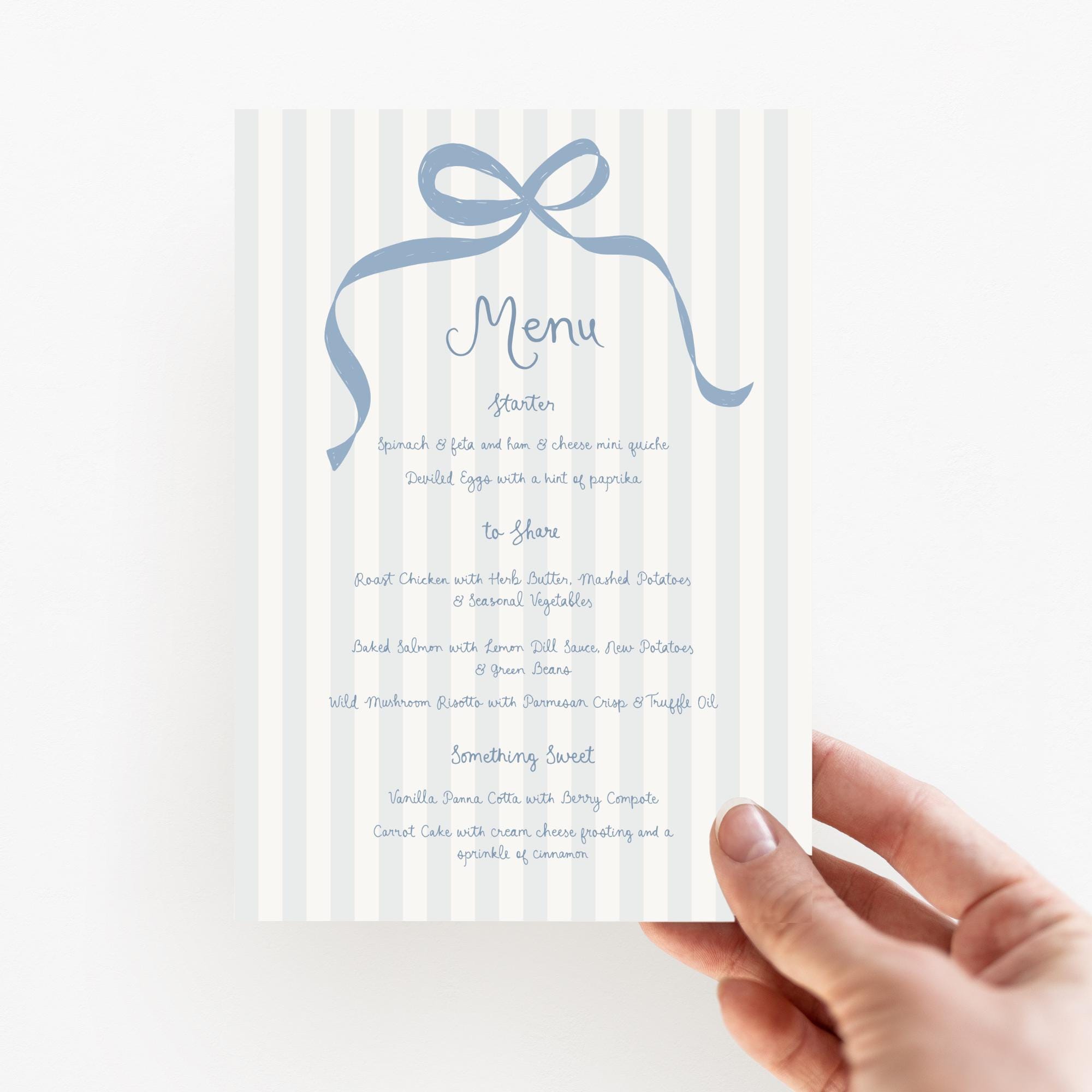 Easter Brunch Menu Template Printable, Blue Kitchen Tea Menu, Easter ...