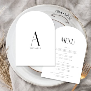 Menu and Name Card Placecard Wedding Menu Template, Printable Wedding Menu, Wedding Menu, Wedding menu Template, Arch Menu for Bridal shower