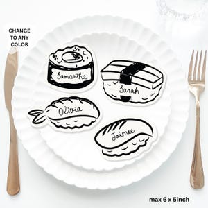 Sushi Place Cards Template, Whimsical PlaceCard, Sushi dinner Place Card, Sushi party Editable Table, Japanese Bridal shower placecard