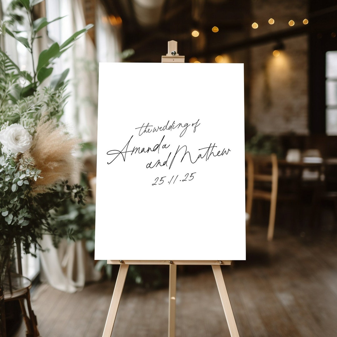 Modern Wedding Welcome Sign Template, Whimsical Wedding Sign ...