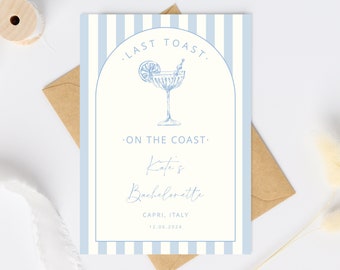 Last Toast On The Coast, Coastal Grandma 30A Bachelorette Invitation and Itinerary Template, Beach Bachelorette Party Invite Itinerary