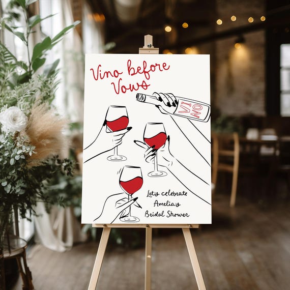 Vino before vows bridal shower welcome sign template, Retro bridal shower poster, Red wine bridal welcome sign, Wine Tasting Bridal Shower