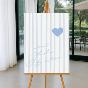 Baby Shower Welcome Sign Blue bow baby shower sign, Editable Baby Shower Party Welcome blue bow baby shower Welcome sign decor Sign for baby