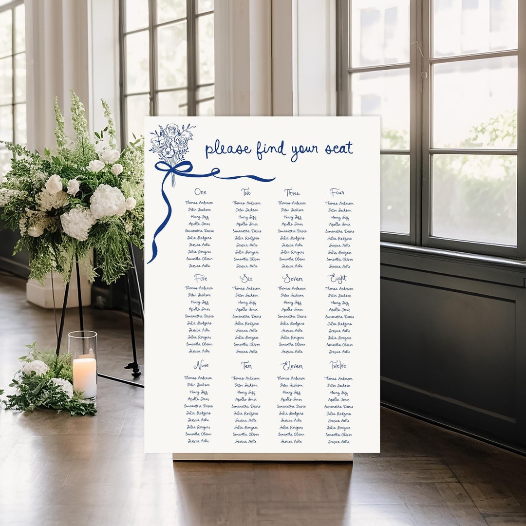 Whimsical Wedding Seating Plan Template, Hand Drawn Seating Chart ...