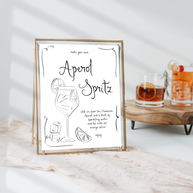 Aperol Spritz Bar Sign, Aperol Spritz Signature Drink Bar Menu Sign ...