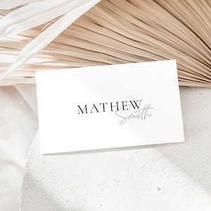 MINIMAL Wedding Place Cards Template, Editable Place Card, Black and White Wedding Place Card, Editable Wedding Table Name Card image 4