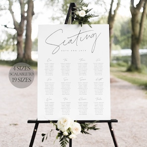 Wedding Seating Chart Template, Seating Chart Download, Elegant Wedding Seating Plan Sign, Printable, Classic Minimal Find Your Seat Sign