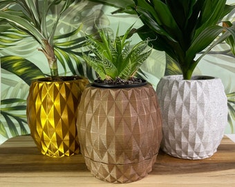Maceta de piña con diseño geométrico moderno (jarrón perfecto para suculentas, cactus o plantas aéreas)