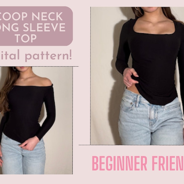 Long Sleeve Shirt Sewing Pattern | Valentine's Day Outfit | Off The Shoulder Top | Women's Shirt Pattern | Easy PDF Sewing Pattern |