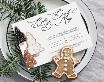 Christmas Cookie Party Invitation, Gingerbread Cookie Invitation, Cookie Baking Party Invitation, Christmas Invitation, TEMPLETT