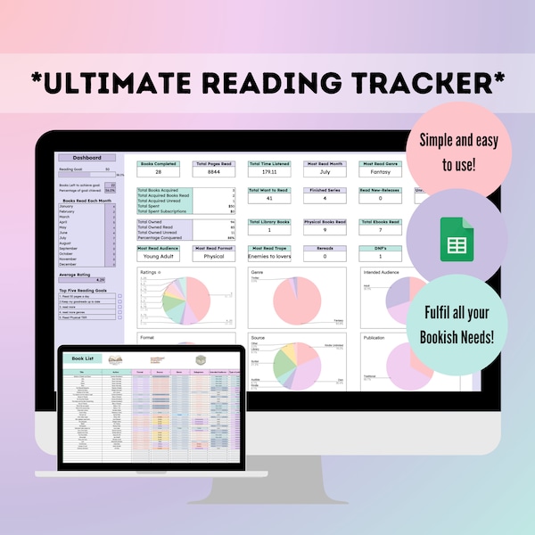 Reading Tracker Google Spreadsheet Etsy