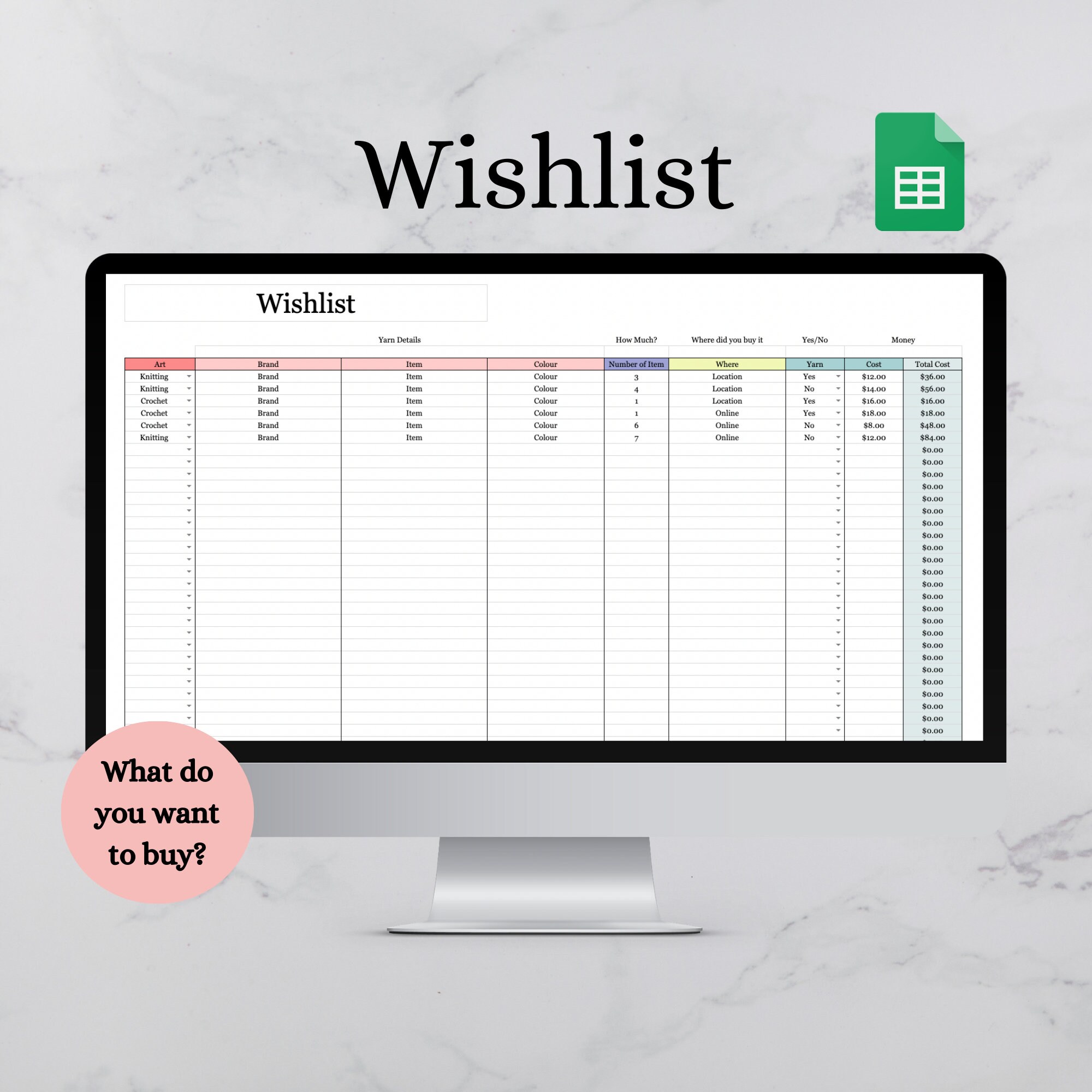 Knitting and Crochet Tracker Spreadsheet Yarn Inventory Etsy New Zealand