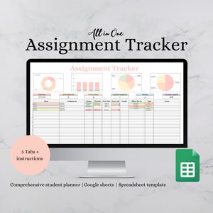 Student Planner & Assignment Tracker Google Sheets Excel College Spreadsheet Class Timetable Academic Planner Template Assignment Tracking
