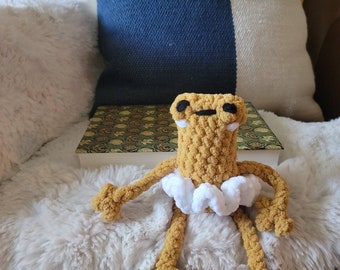 Leggy Frog, crochet amigurumi, plushie, stuffed animal