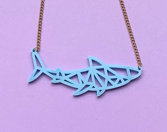 Geometric Shark Necklace // Sea Creature // Cut out // Acrylic // Plastic // Laser-Cut // Jewellery