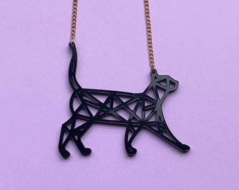 Geometric Cat Necklace // Meow // Cut out // Halloween // Acrylic // Plastic // Laser-Cut // Jewellery