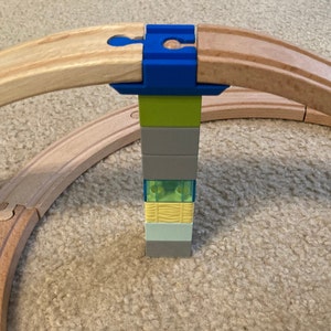 Track adaptor for Duplo to wooden train track, compatible with Brio, Ikea, Bigjigs, Thomas, Melissa, and more!