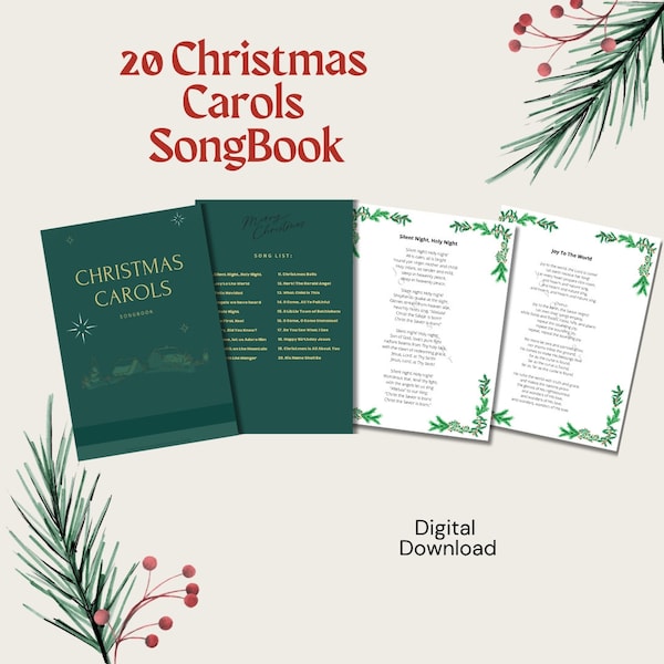 Christmas Carols Songbook,  Christmas Songs, Christmas Songbook, Caroling Songs, Christmas Carols Bundle, Lyric Sheet, Holiday Songs