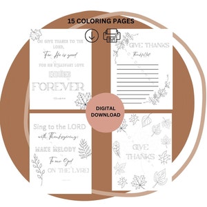 15 Fall Coloring Pages with Bible verses, Printable Thanksgiving Verses Coloring Book,  Autumn Coloring Book, Kids Activity(pdf)