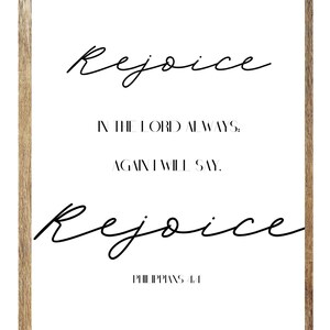 Rejoice in the Lord Always, Christian Wall Art, Philippians 4:4, Scripture Printable