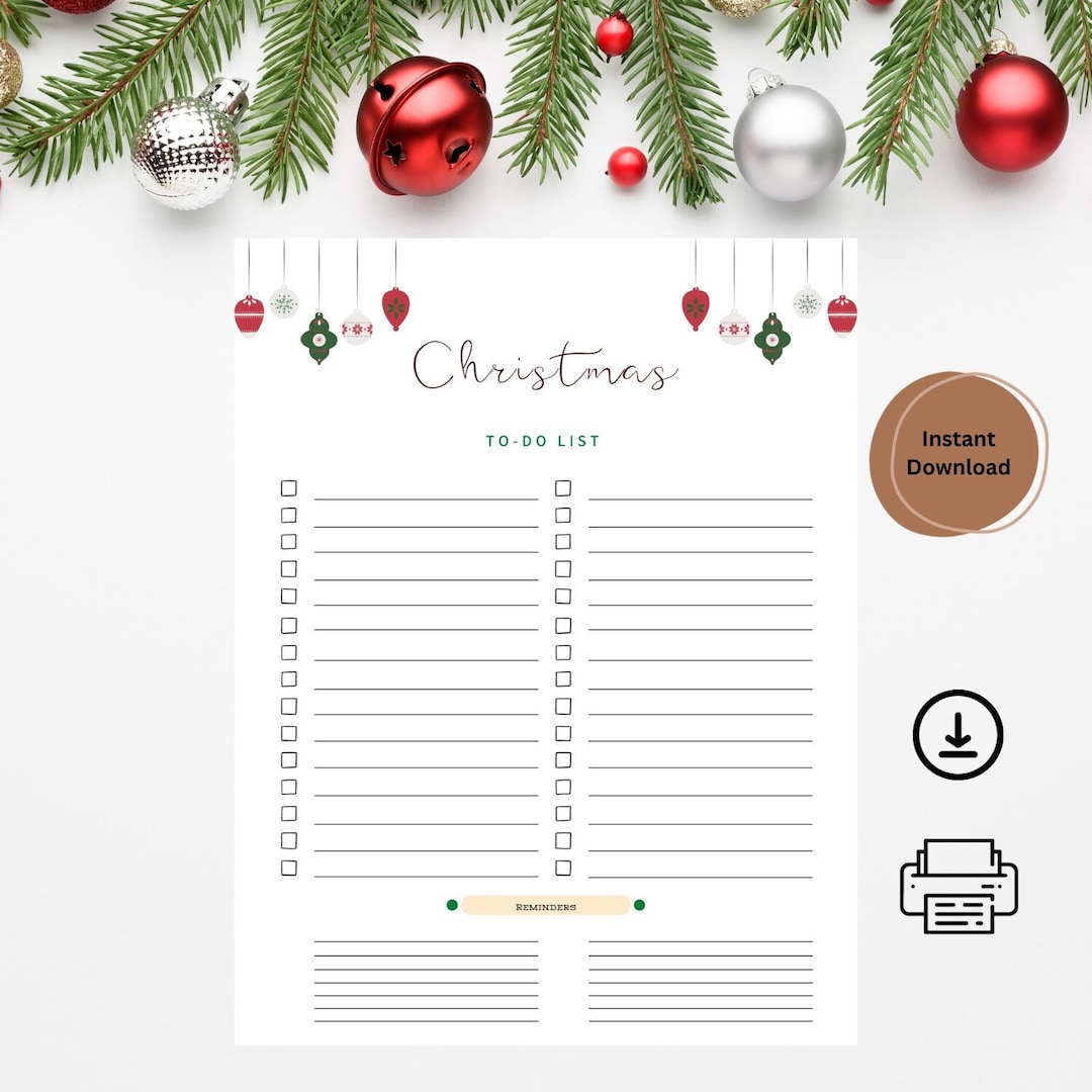 Christmas To-do List Printable PDF - Etsy