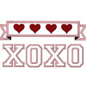 XOXO Stickdatei - 1 Size PES & DST - Valentinstag Stickdatei - Sofort Download