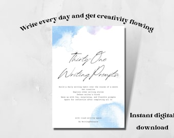 A Month of Writing Prompts | Write Every Day with 31 Fun, Flexible Prompts for All Writing Levels & Styles | Instant Digital Download