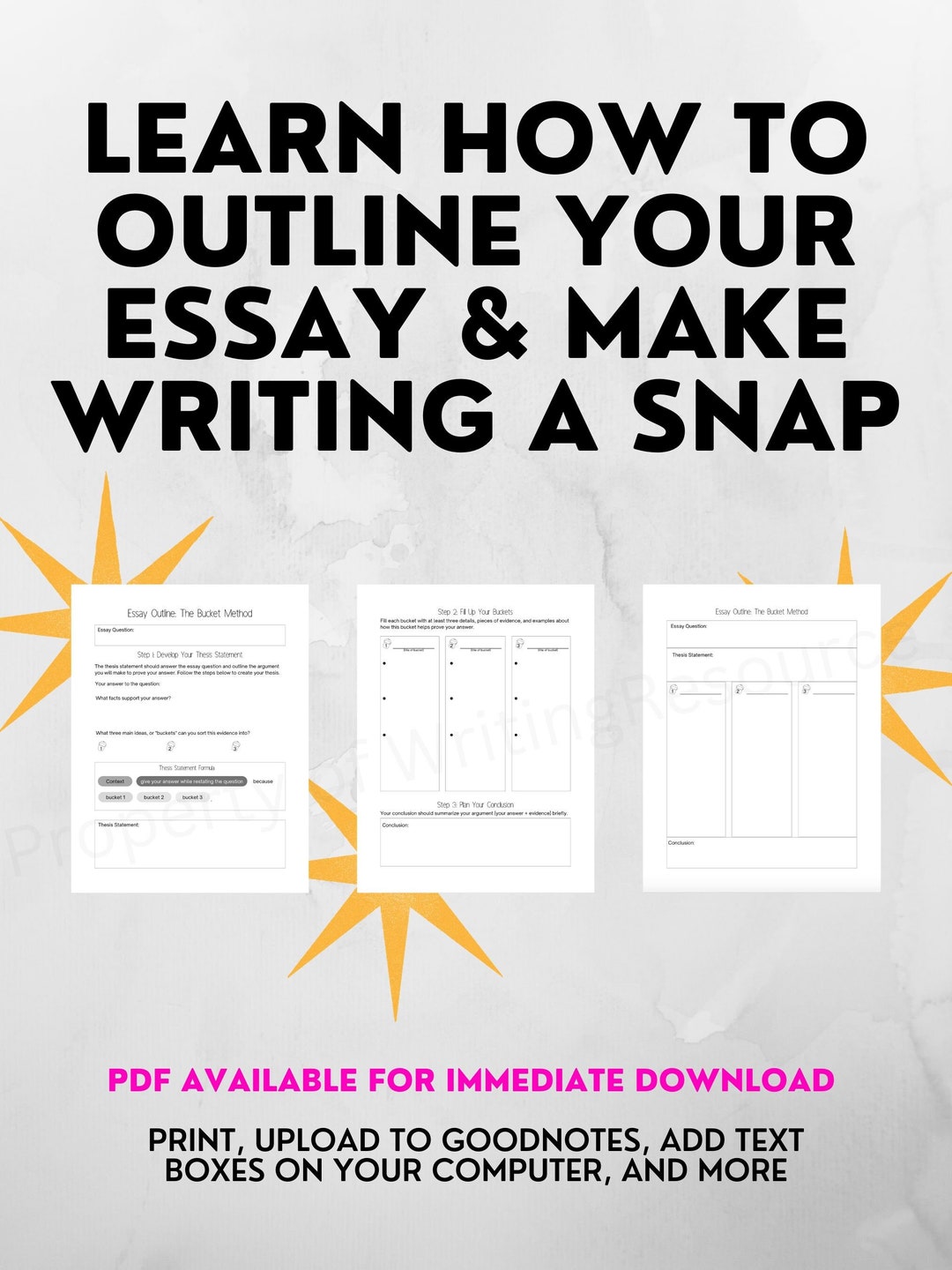 Essay Outline Guide and Template Download Minimalist Etsy