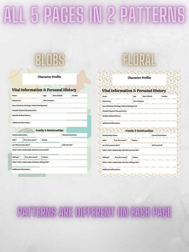 Detailed Character Profile Outline Worksheet Template for Writers ...