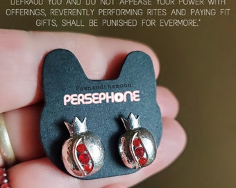 Persephone Goddess pomegranate stud earrings | Greek Goddess Persephone