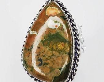 Rainforest Jasper Handmade 925 Silver Crystal Ring | Size 6 | Rhyolite Ring | Grounding | Connection to Nature