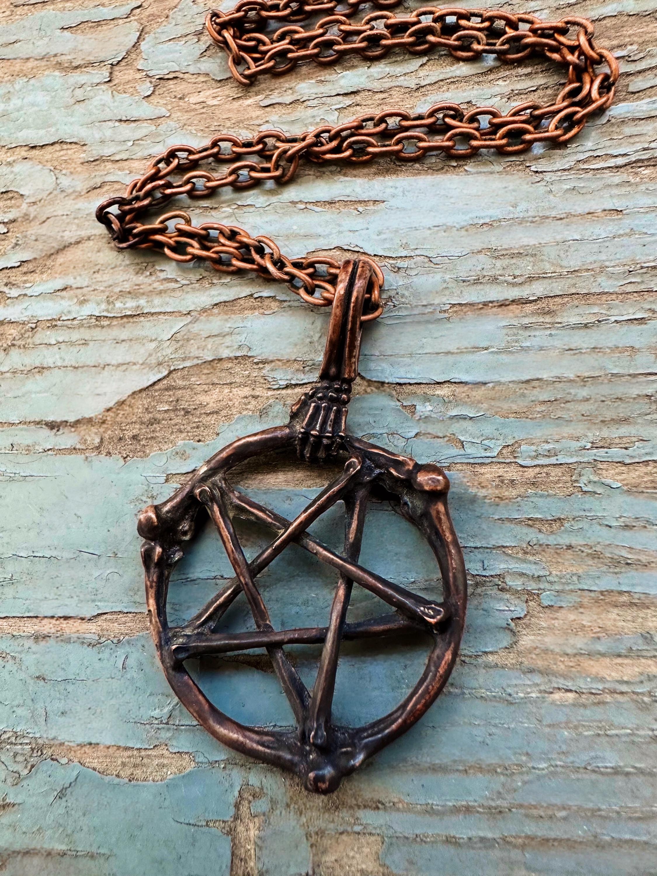 Bone Pentagram Witches necklace | Copper Pentagram necklace
