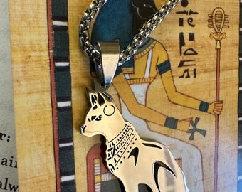 Bastet Cat Egyptian Goddess Stainless Steel necklace | Egyptian Gods | Bastet necklace | Bastet jewelry