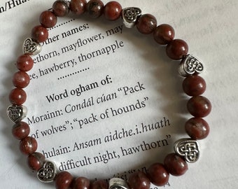 Goddess Brigid Devotional Enchanted Bracelet | Banded Carnelian | Strength | Sacred Fire | Celtic Knot | Celtic Goddess | 6 mm beads