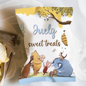 Pooh Chip Bag Template • Hunny Pot Party Favor Printable • Winnie Baby Shower Treat Bag Wrapper