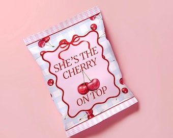 cherry birthday chip bag | cherry on top favor