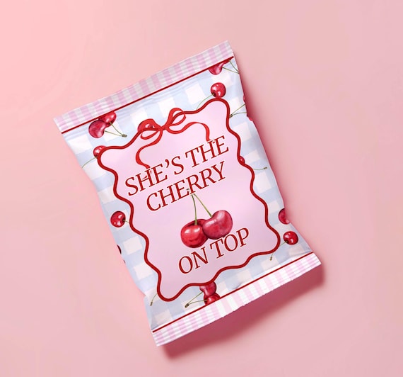 cherry birthday chip bag | cherry on top favor