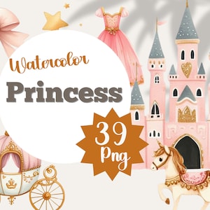 39 rose princesse aquarelle png rose et or cliparts
