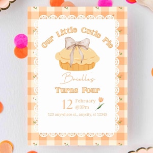 Pie-Themed Birthday Digital Invitation | Sweet as Pie Party Invite | cutie pie invite