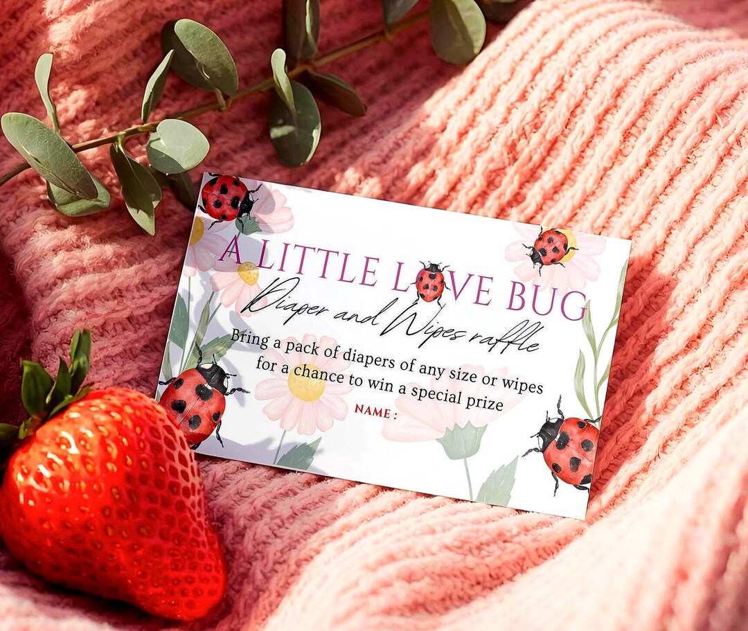 Love Bug Ladybug Diaper Raffle Cards, Ladybug Baby Shower Printable ...
