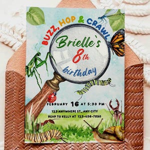 Käfer-Geburtstags-Einladung | Insekten-Party-Vorlage | Druckbare bearbeitbare Bug Bash einladen