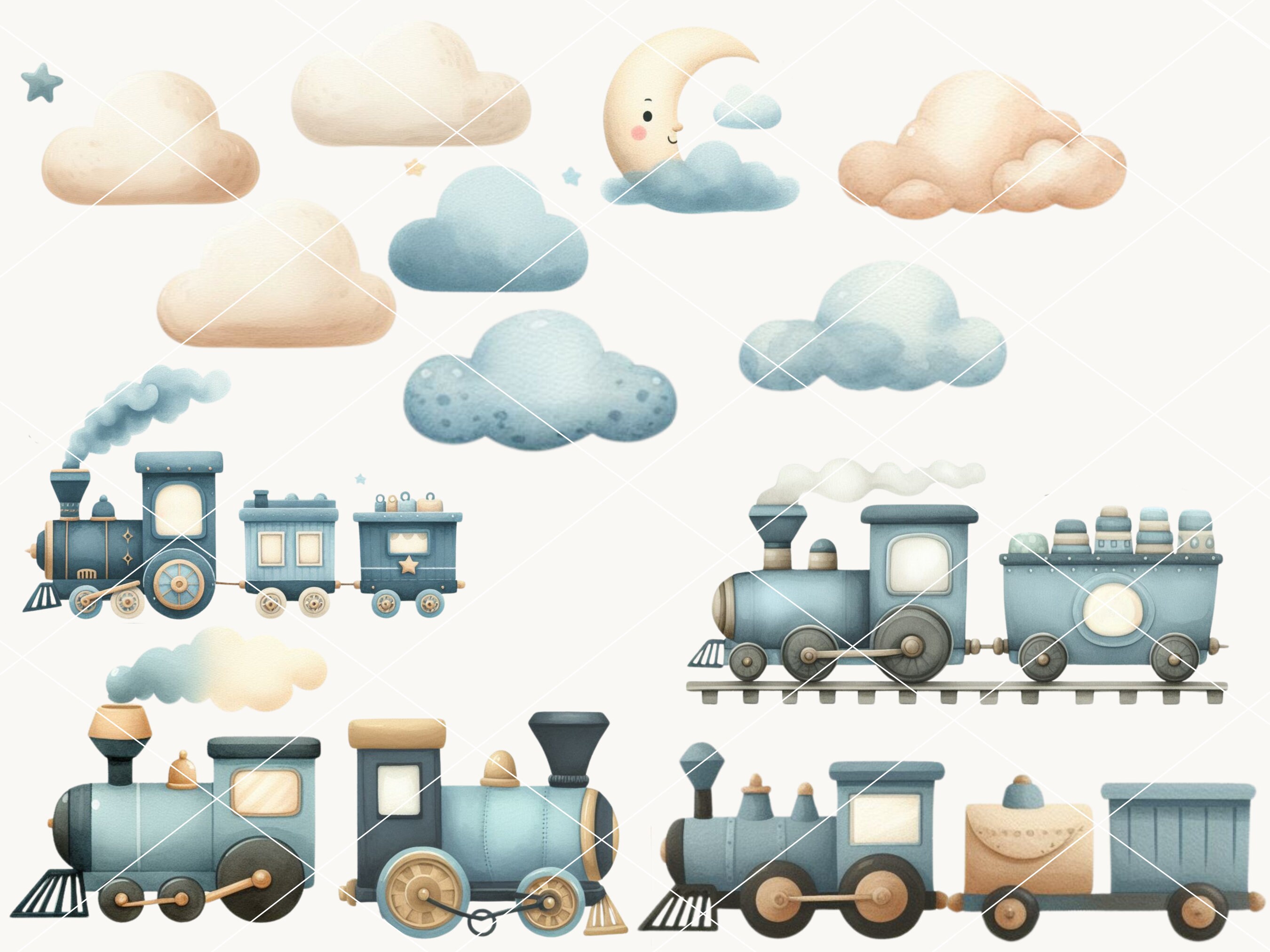 26 Trains, Planes, Boats and Hot Air Balloons Clipart | Transit Pngs - Etsy