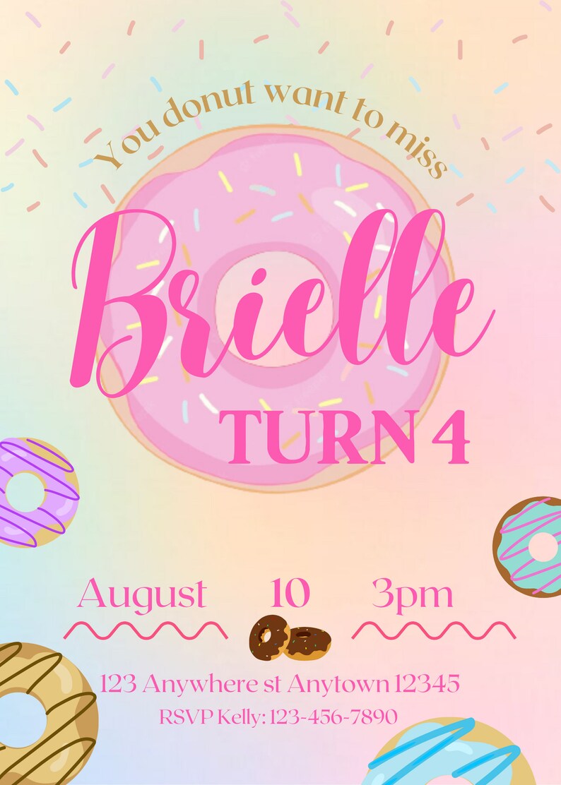 Donut Birthday Invitation Etsy