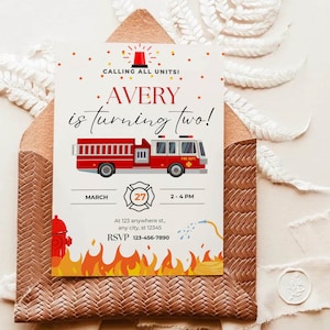 Fireman birthday invitation | Fire Fighter digital party invite